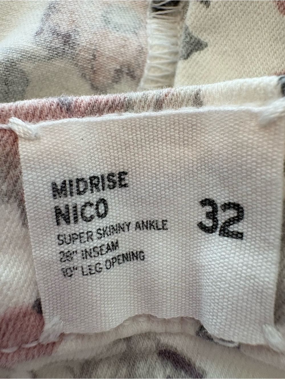 Hudson Nico Midrise Ankle Super Skinny Jeans White / Pink Grey Floral size 32 - Picture 14 of 16